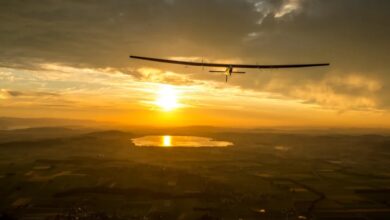 Solar powered plane takes off for day and night test flight