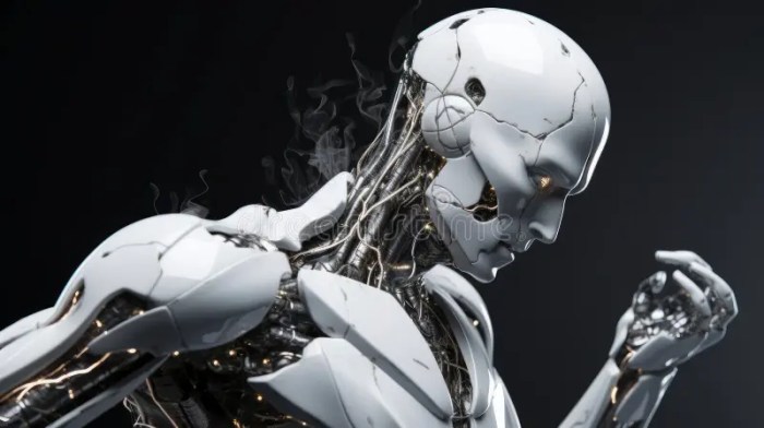 Robot exercises plays sweats badminton human like