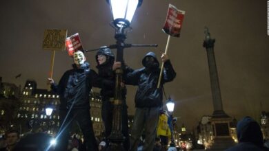 Anarchists mask million london march protest express pa government